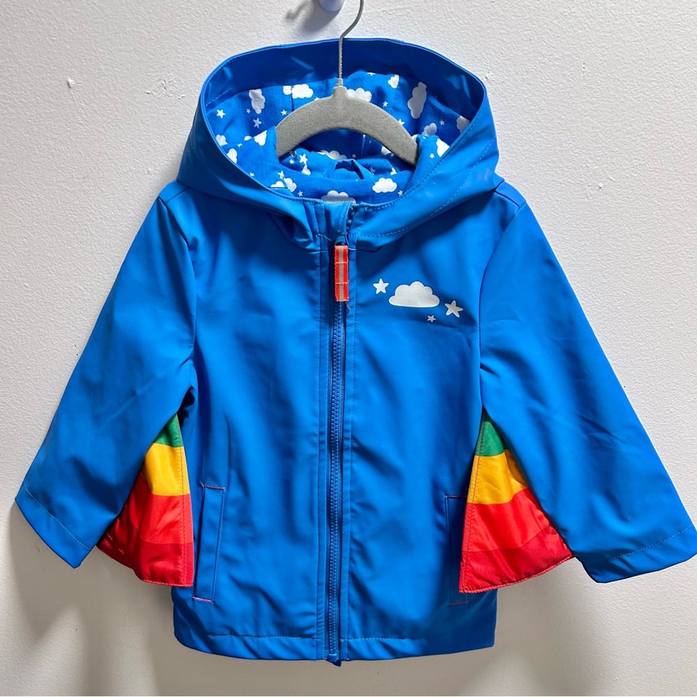 Target CAT & JACK hooded rainbow RAIN JACKET Size 2T ‘wings’